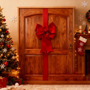 Grand nœud en ruban de satin de luxe en gros avec adhésif pour arbre de Noël, porte de placard, guirlande, décoration artisanale, nœud pré-fabriqué - Product Image 3