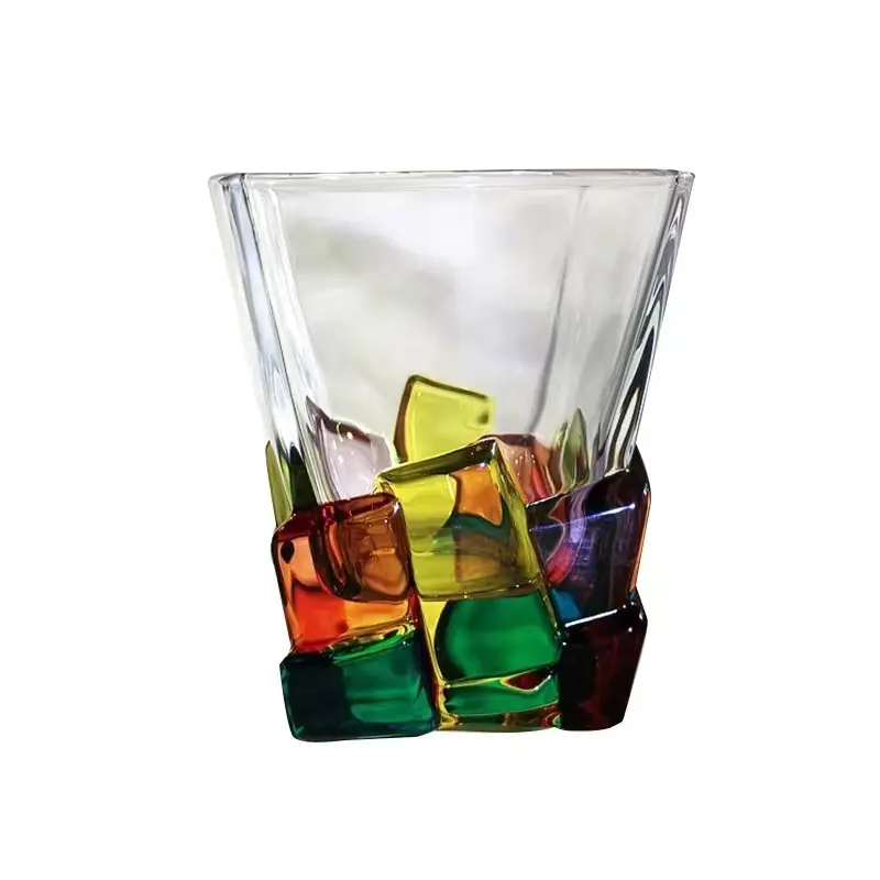 Logotipo tejido de líneas pintadas a mano, vaso de cristal personalizado para regalos de taza o vida diaria, nuevo diseño italiano