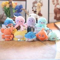 Gantungan Kunci Boneka Hewan Laut Lucu Tersedia, Octopus, Kepiting, Ubur-ubur, Mainan Boneka Lembut untuk Anak-anak, Gantungan Tas, Bersertifikat CE