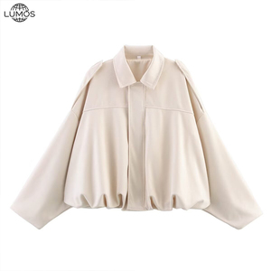 Blouson Bomber Chic en Daim Lumos pour <span class=keywords><strong>Femme</strong></span>, Nouvelle Collection Printemps 2025, avec Col Revers, Manches Longues, Style Vintage, Vêtement d'Extérieur Féminin Élégant - Product Image 4