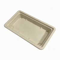 Afbreekbare, recyclebare, wegwerpbaar rechthoekig sushi- en fruitplateau, stapelbaar, geschikt voor magnetron, van bagasse, voor fastfood.