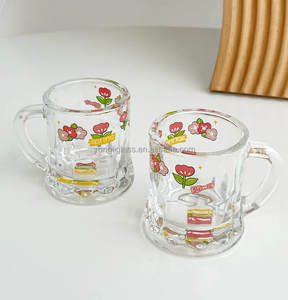 Logo personnalisé petite chope à bière 2oz mini <span class=keywords><strong>verre</strong></span> à liqueur avec poignée tasses en <span class=keywords><strong>verre</strong></span> pour café expresso verres à boire verres à café - Product Image 2