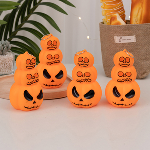 Linterna de calabaza de tres capas LED vela sin llama Halloween impreso ambiente festivo luz decoración del hogar adornos al aire libre fiestas - Product Image 4
