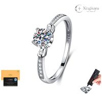 Certification GRA, argent plaqué, bague en argent fin 925, chef-d'œuvre, 0,5 ct D VVS Moissanite, bague pour femme pour des moments inoubliables