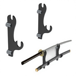 Support <span class=keywords><strong>mural</strong></span> pour épée en acrylique noir, support d'exposition à 2 niveaux pour <span class=keywords><strong>katana</strong></span>, épées de samouraï et objets de collection - Product Image 3