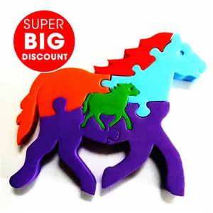 Custom Creative Multicolor EVA Foam Animal Horse Die Cutting Jigsaw Puzzle Cute Educational Toy for Kids New Year Christmas Gift