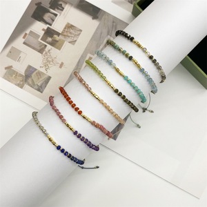 Bijoux de Style Y2K <span class=keywords><strong>Bracelet</strong></span> en <span class=keywords><strong>macramé</strong></span> fait à la main pour femmes pierres précieuses colorées Miyuki perles perle pierre principale motif de lettre religieuse - Product Image 3