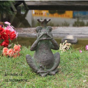 Handmade del metallo finitura in fibra di yoga statua frog figurine - Product Image 2
