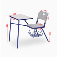 Chaise pliante universitaire en métal durable avec accoudoirs et table intégrée pour l'école et l'extérieur
