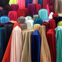 Tissu satiné 100% polyester, brillant, lisse, léger, antistatique, uni, pour la décoration intérieure, technique de tissage en stock, prix