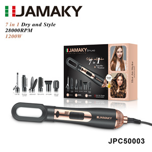 JAMAKY Secador y Estilizador de Aire Caliente 7 en 1, 28000 RPM, 1200W, con Accesorios para Alisar y Rizar - Product Image 1