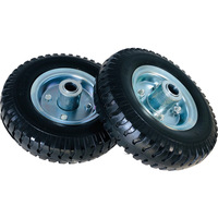 Roue pleine en mousse PU anti-crevaison de 8 pouces (200x50) noire à bande de roulement nervurée avec moyeu en plastique intégré pour chariot à main et brouette