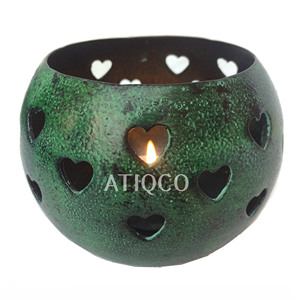 Elegant Grey Wash Hole Jali Iron Votive Holder for Poolside Decorative Item & Other Candle Holders Lanterns & Candle Jars - Product Image 2