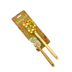 Bộ 2 Cây Vét Bột Silicon Họa Tiết Sành Điệu Thú Vị Bộ Có Tay Cầm Bằng Gỗ - Product Image 1