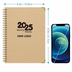 Custom 2025 Thermal Binding Leather Hardcover A5 Planner English Monthly Weekly Daily Organizer <b>Notebook</b> - Product Image 2