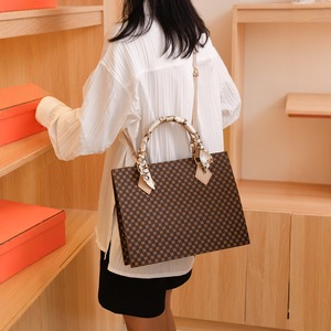 Bolso Tote Casual con Patrón a Cuadros, Cierre de Cremallera, Asa Suave, Color Marrón, Negro, Caqui, Bolso de Mano para Mujer para Uso Diario - Product Image 2