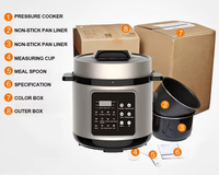 Cuisinière électrique multifonctionnelle de luxe avec écran LED et préréglages de temps de cuisson, revêtement antiadhésif, autocuiseur électrique