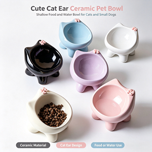 <span class=keywords><strong>Ciotola</strong></span> in Ceramica <span class=keywords><strong>per</strong></span> Cane e Gatto, Rialzata con Orecchie di Gatto, Piatto Cibo e Acqua, Vari Colori - Product Image 1