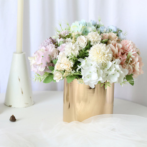 Bouquet de pivoines et roses artificielles européennes, tiges uniques, couleur peinture à l'huile avancée, arrangement floral - Product Image 2