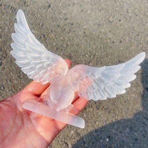 Cristalli naturali quarzo gesso ala bianco Selenite cristallo intaglio cuore <span class=keywords><strong>ali</strong></span> d'<span class=keywords><strong>angelo</strong></span> per regali mascotte - Product Image 2