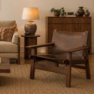 <span class=keywords><strong>Fauteuil</strong></span> en bois massif de style mid-century modern, <span class=keywords><strong>fauteuil</strong></span> lounge en cuir Wabi Sabi avec accoudoirs pour salon - Product Image 4
