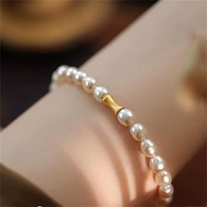 Zhizhen High Gloss <b>Elastic</b> Rope <b>Bracelet</b> Simple Style Frosted Freshwater Waist Pearl Exquisite Rice Pearl Jewelry - Product Image 3
