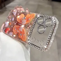 Coque de téléphone papillon diamant scintillant pour iPhone 13 14 15 16 Plus 17 Pro Max, étui rigide antichoc avec strass brillants