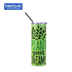 600ml de acero inoxidable aislado espumosos Arco Iris vaso con tapa y pajita 20 oz recta flaco vaso tazas al por mayor - Product Image 5