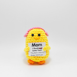 Llavero de Ganchillo Hecho a Mano con Forma de Pato Amarillo de Lana Peinada, Colgante Bonito con Expresión de Energía Positiva, Bolsa OPP, Producto Terminado - Product Image 6