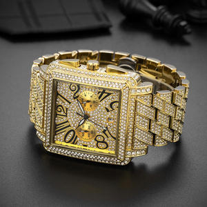 Nouvelle montre numérique multifonction étanche en moissanite et diamants, style hip-hop, avec cadran carré rotatif, collection 2026 - Product Image 3