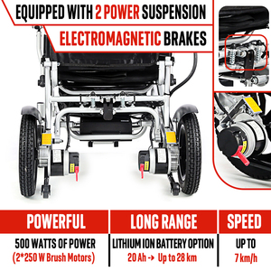 Silla de Ruedas Eléctrica Plegable KSM-601 con Ruedas Sólidas Todoterreno y Batería de Litio de Largo Alcance para Uso Diario - Product Image 3