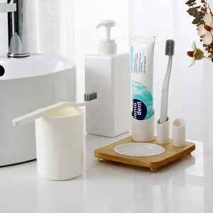 现代简约设计家用浴室台面配件套装牙刷牙膏塑料浴室收纳器