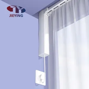 Jieying Aluminum Fashion Simple Window Smart Curtain Rail Runners Recessed Ceiling Aluminum electric curtain track Rail