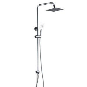 Split Shower Set Brass One Inlet Two Outlet Rain Shower Head Rectangle Chrome Plating Bath Faucet - Product Image 3