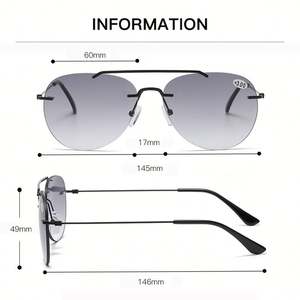 Lunettes de soleil de lecture bifocales sans monture UV400, double vision (loin/près), style pilote, pour hommes et femmes, vente en gros - Product Image 5