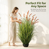 Grand herbe artificielle en forme d'oignon de blé, 150 cm, plante artificielle d'allium en pot pour la décoration extérieure de patio, jardin et aménagement paysager