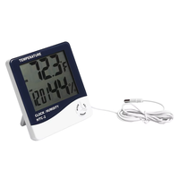 Thermomètre hygromètre numérique, mesure de la température et de l'humidité intérieure et extérieure avec sonde et horloge