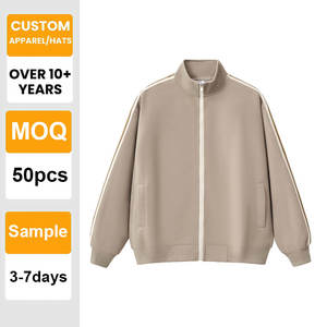 Veste zippée décontractée rayée personnalisable 340G, sweat-shirt tendance, style preppy, vente en gros, veste streetwear - Product Image 1