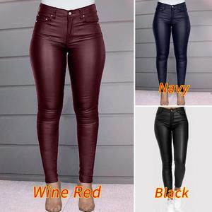 <span class=keywords><strong>Pantaloni</strong></span> Elasticizzati in Pelle PU da <span class=keywords><strong>Donna</strong></span>, Moda Primavera Autunno, Sexy Elasticizzati Aderenti Stile Skinny, <span class=keywords><strong>Pantaloni</strong></span> Lunghi a Sigaretta S-3XL - Product Image 3