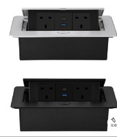 Prise de table escamotable avec 3 prises et 1 port USB Type-C, 13A 16A, en alliage d'aluminium, IP20, norme universelle BS UK EU