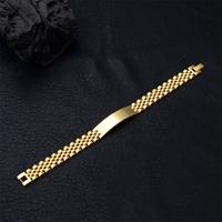 Pulsera de Acero Inoxidable Curvada de 15 mm de Ancho, de Alta Calidad y a la Moda, Chapada en Oro de 18K para Hombre