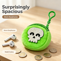 Porte-monnaie rond en peluche de 8 cm, mignon et doux, avec fermeture éclair, pour femmes, filles, enfants, idéal pour les fêtes d'Halloween