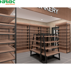Étagère gondole en acier et bois Highbright avec panneau arrière imitation bois pour présentation en magasin et supermarché - Product Image 3