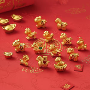 Pendentif Cheval du Zodiaque en Tungstène Électroplaqué Or Goutte d'Huile, Breloque Porte-Bonheur Année du Cheval, Perles de Breloque DIY pour Porte-clés - Product Image 1