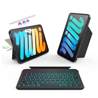 Housse de tablette intelligente Laudtec en cuir PU avec clavier sans fil à 64 touches et fonction de réveil/veille automatique pour iPad Mini6/7 8,3 pouces