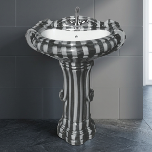 Designer noir lavabo sur pied complet dauphin zèbre Vitrosa Lavabo ensemble d'évier Style Sterling Inde prix de gros - Product Image 1