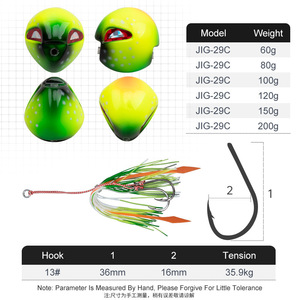 OEM 60g-200g Inchiku Madai Slider <span class=keywords><strong>Jig</strong></span> Leurre Snapper <span class=keywords><strong>Tai</strong></span> Kabura Slow <span class=keywords><strong>Jig</strong></span> avec queue en caoutchouc Jupe Assist Hook - Product Image 2