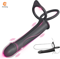 Silicone Vibrant Anal Butt Plug Pénis Manchon Vibrateur avec 10 Vibrations Cock Ring Anal Gode Couples Mâle Adulte Sex Toys