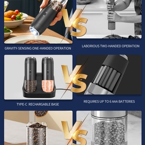 176ML New Product Base-Charging Electric Salt and <b>Pepper</b> <b>Grinder</b> Set Usb Automatic Gravity Salt and <b>Pepper</b> <b>Grinder</b> Set - Product Image 6