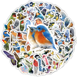 100 Pegatinas Decorativas <span class=keywords><strong>de</strong></span> Dibujos Animados <span class=keywords><strong>de</strong></span> Pájaros, Animales Pequeños, Loros y Pájaros Cuervos para Vasos <span class=keywords><strong>de</strong></span> Agua - Product Image 3